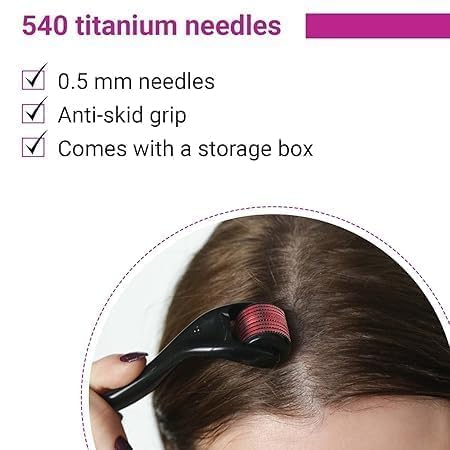 Titanium Microneedle Derma Roller – Boost Hair Growth & Beard Density (0.5mm, 540 Needles)