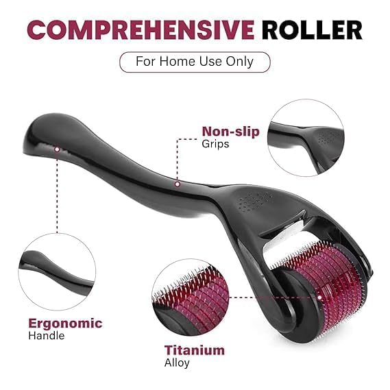 Titanium Microneedle Derma Roller – Boost Hair Growth & Beard Density (0.5mm, 540 Needles)