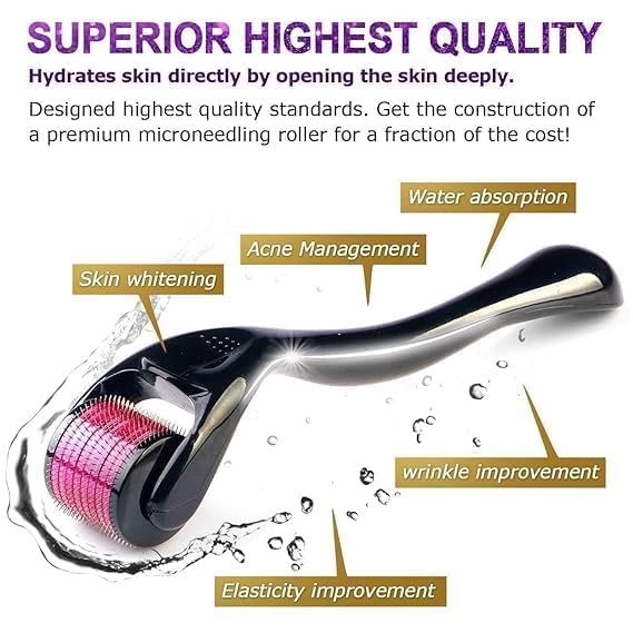 Titanium Microneedle Derma Roller – Boost Hair Growth & Beard Density (0.5mm, 540 Needles)