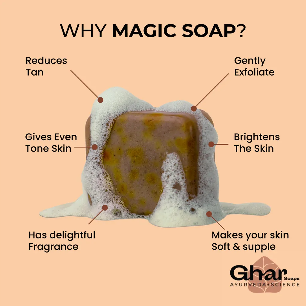 Ghar Soaps Sandalwood & Saffron Magic Soaps For Bath (100 Gms Pack Of 1) | Paraben Free | Chandan & Kesar Bath Soap | Handmade Soaps For Glowing | Skin Brightening Soap For Men & Women